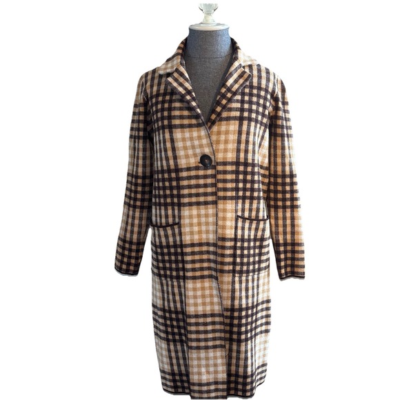 RACHEL Rachel Roy Sweaters - RACHEL Rachel Roy Womens Plaid Sweater Coat Duster Cardigan Sz S Preppy Academia